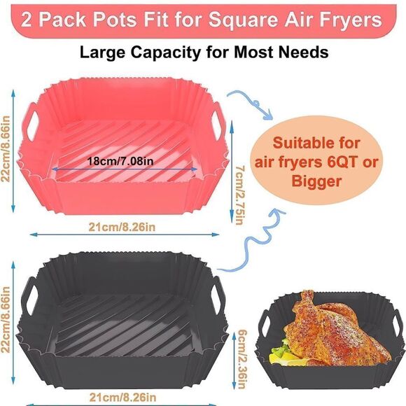 Air Fryer Silicone Pot/liners-4 total-Factory sealed - Picture 1 of 8